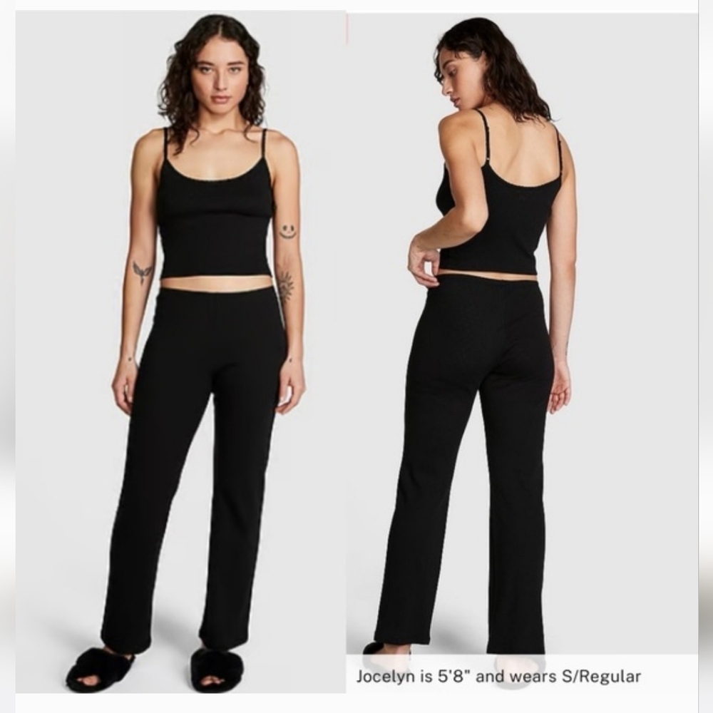 Victoria’s Secret Cotton Heart Pointelle Pajama Set Black LG - Picture 14 of 16